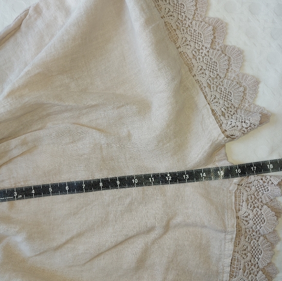Lungo L'Arno Linen Shorts Plus Size 1X Beige Elastic Tie Waist Lace Trim Beach - Picture 6 of 8